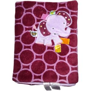 Taggies Purple Circle Elephant Baby‎ Blanket Soft Girl Lovey Security 30x40